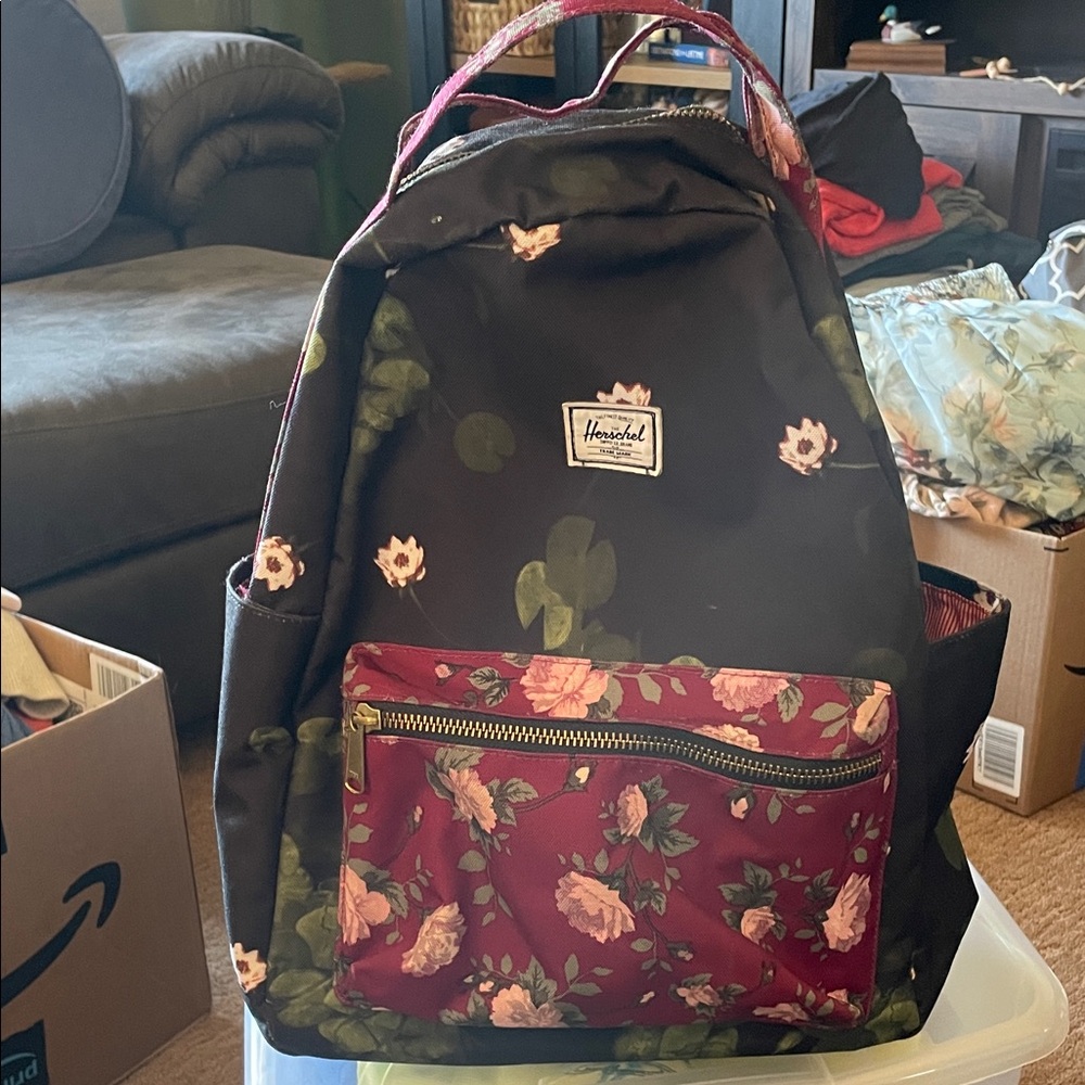 Herschel Supply Company Floral Backpack - Black and Red